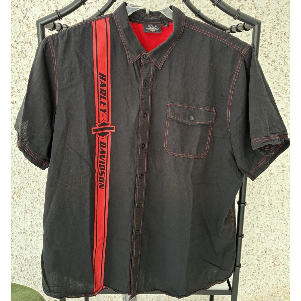 Harley Davidson 4XL Red Black Button Up Shirt Men